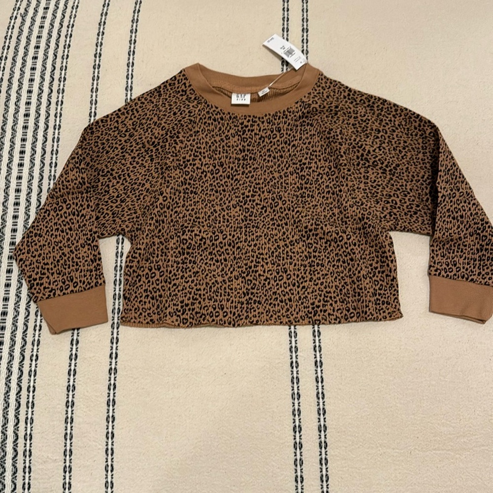 Gap Kids Waffle-Knit Top Cheetah Print